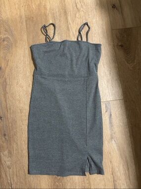 Forever 21 Charcoal Gray Ribbed Spaghetti Strap Dress